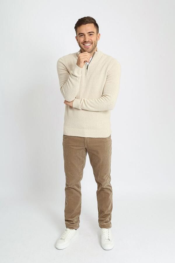 Suitable Half Zip Pullover Boiled Wool Ecru - Foto 3