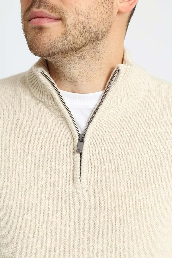 Suitable Half Zip Pullover Boiled Wool Ecru - Foto 4