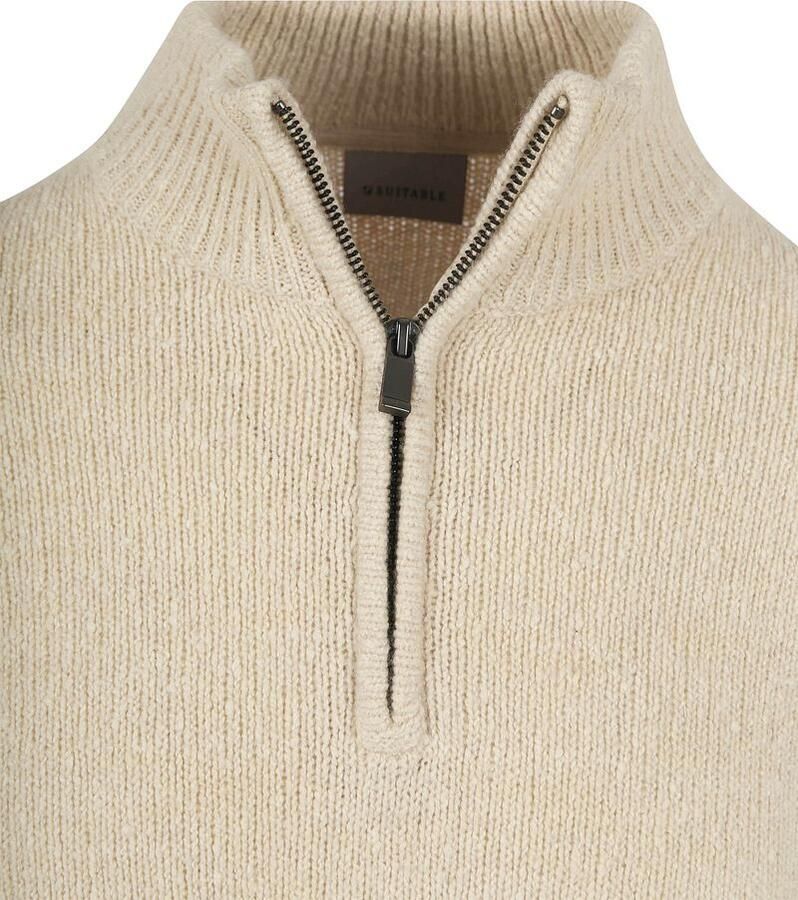 Suitable Half Zip Pullover Boiled Wool Ecru - Foto 2