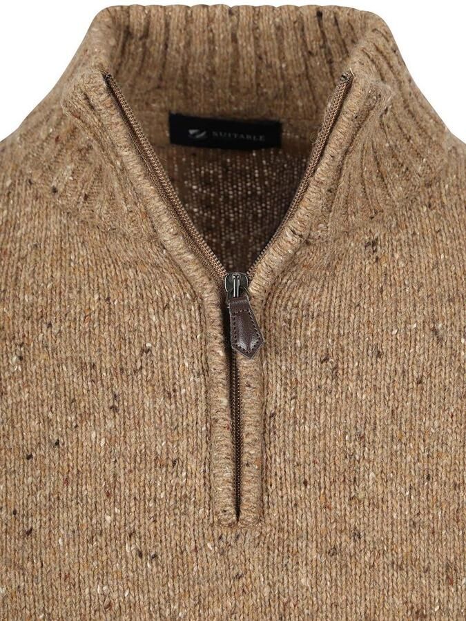 Suitable Half Zip Trui Donnegal Tweed Eco Wool Beige - Foto 2