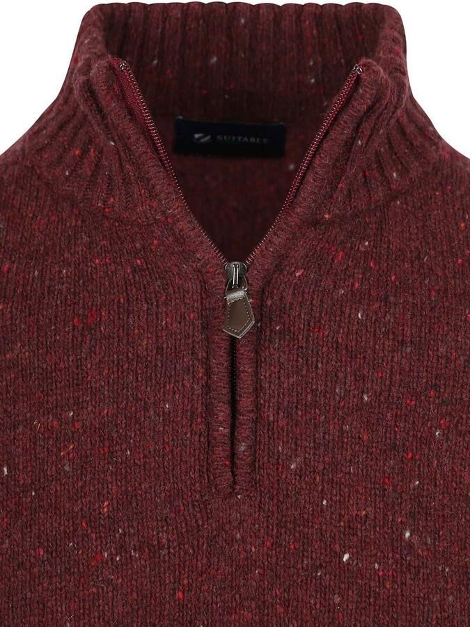 Suitable Half Zip Trui Donnegal Tweed Eco Wool Bordeaux