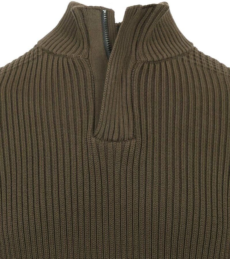 Suitable Half Zip Trui Noord Donkergroen