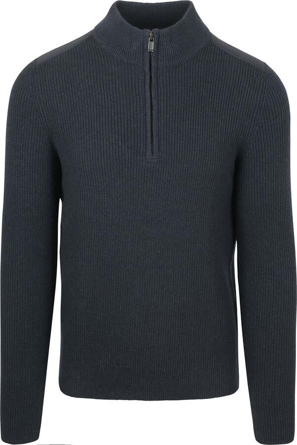 Suitable Half Zip Trui Patch Navy