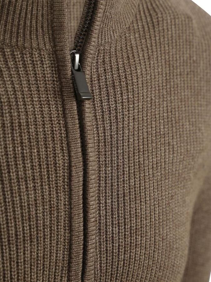 Suitable Half Zip Trui Wol Blend Taupe - Foto 4