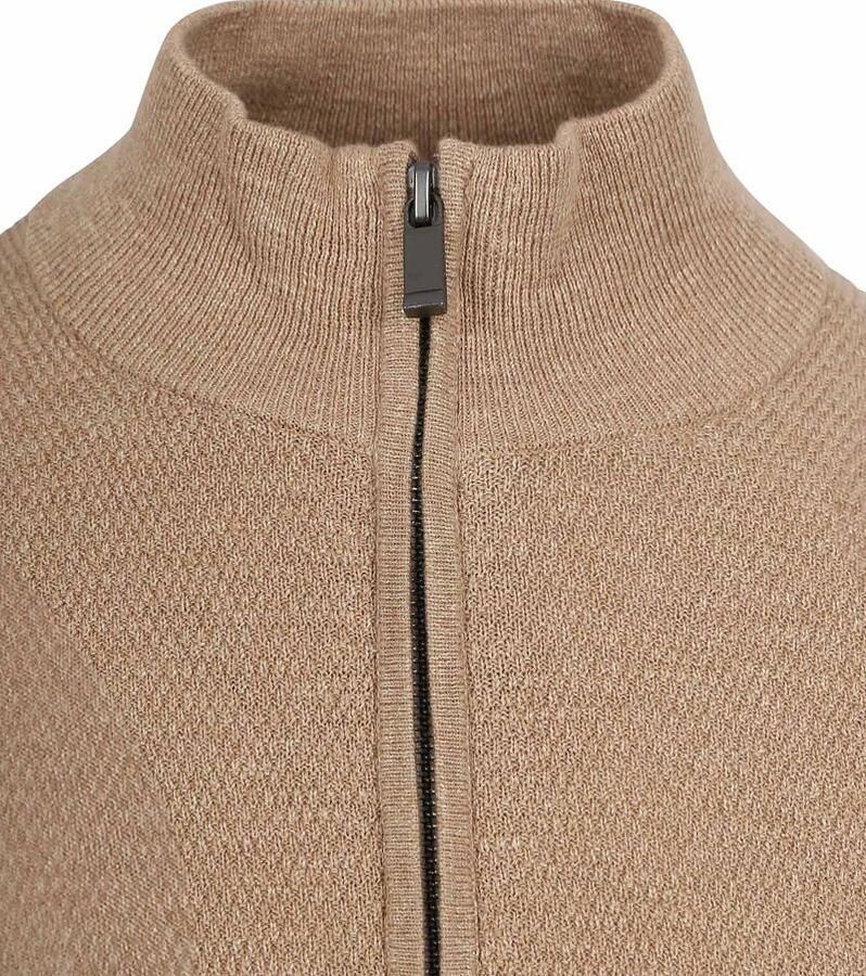 Suitable Half Zip Trui Structuur Beige