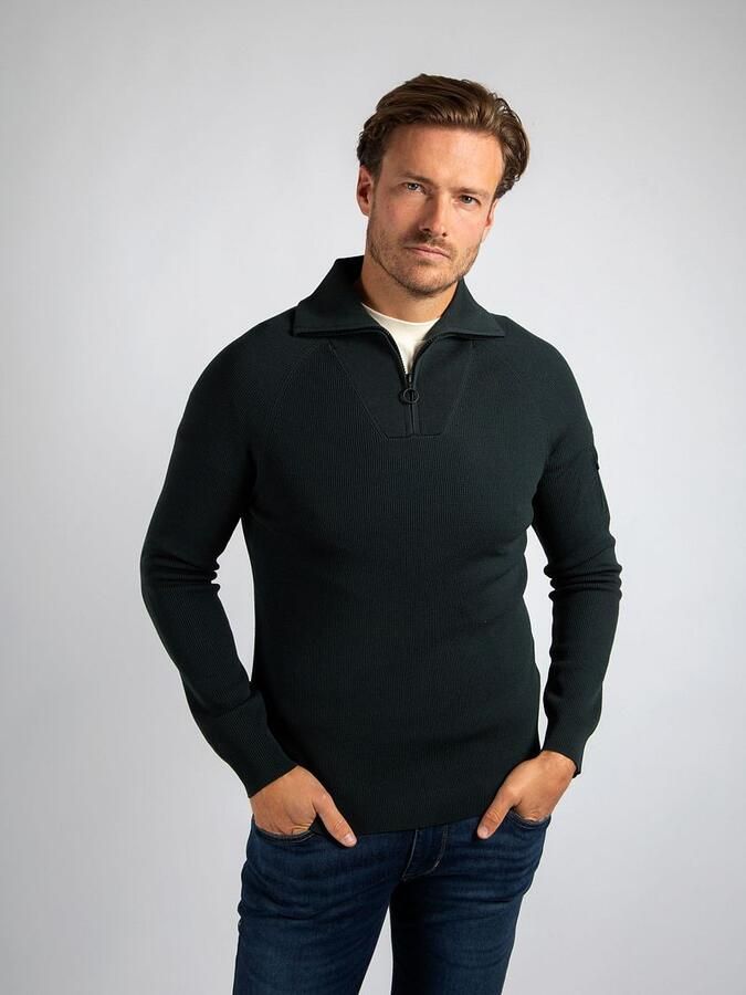 Suitable Half Zip Trui Tias Cooldry Knit Mosgroen - Foto 3