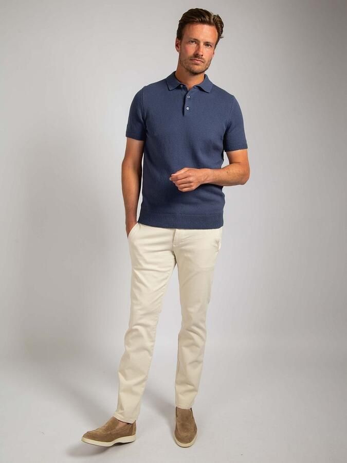 Suitable Heavy Knitted Polo Raw Denim Blauw - Foto 4