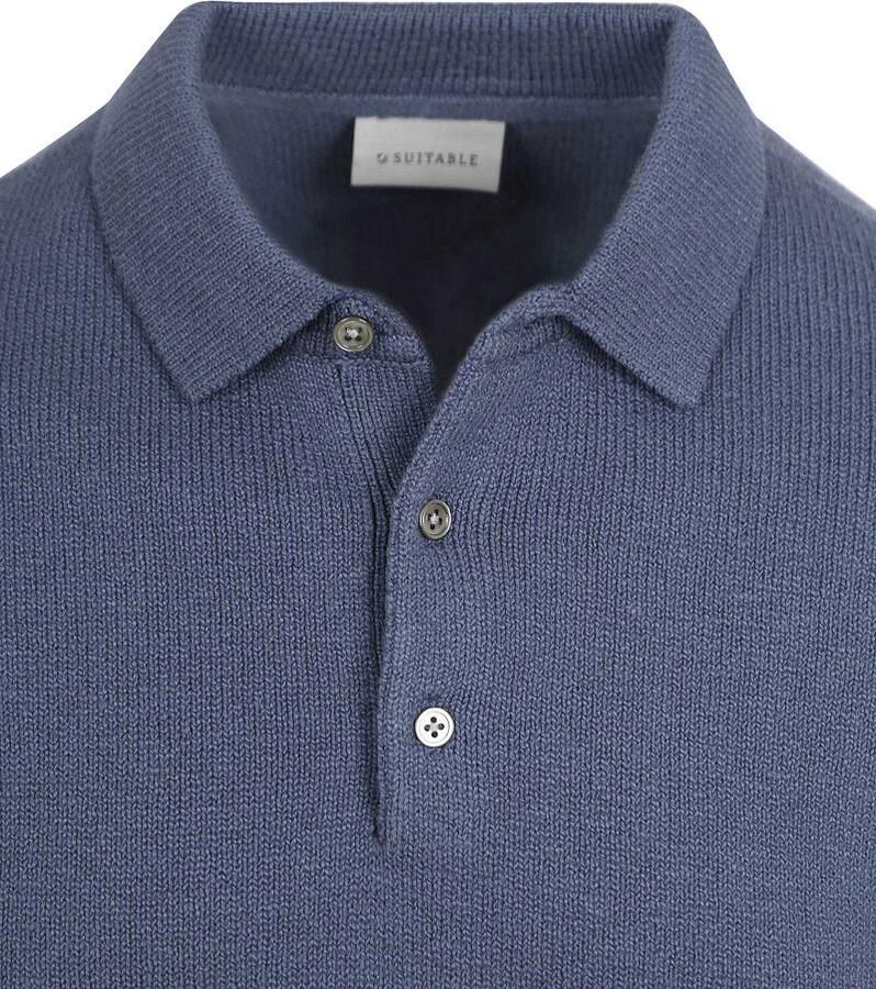 Suitable Heavy Knitted Polo Raw Denim Blauw - Foto 2