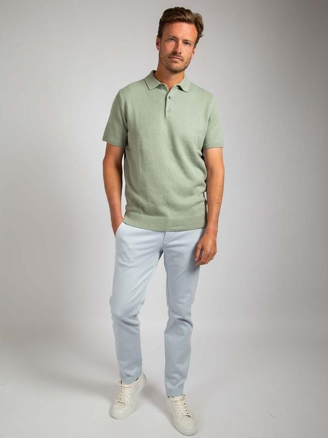 Suitable Heavy Knitted Polo Raw Lichtgroen - Foto 4