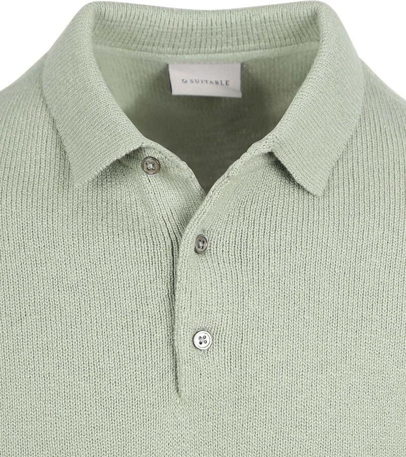 Suitable Heavy Knitted Polo Raw Lichtgroen - Foto 2