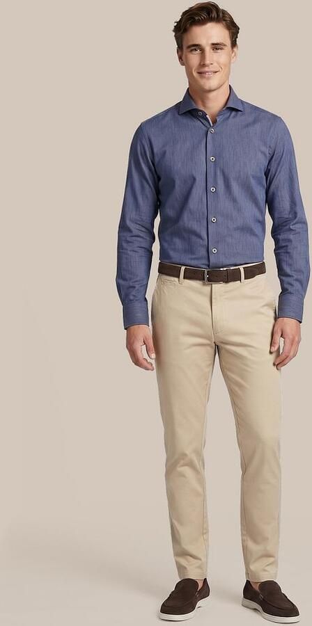 Suitable Herringbone Overhemd Navy - Foto 5