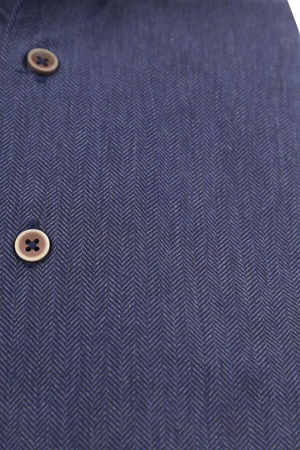 Suitable Herringbone Overhemd Navy - Foto 4