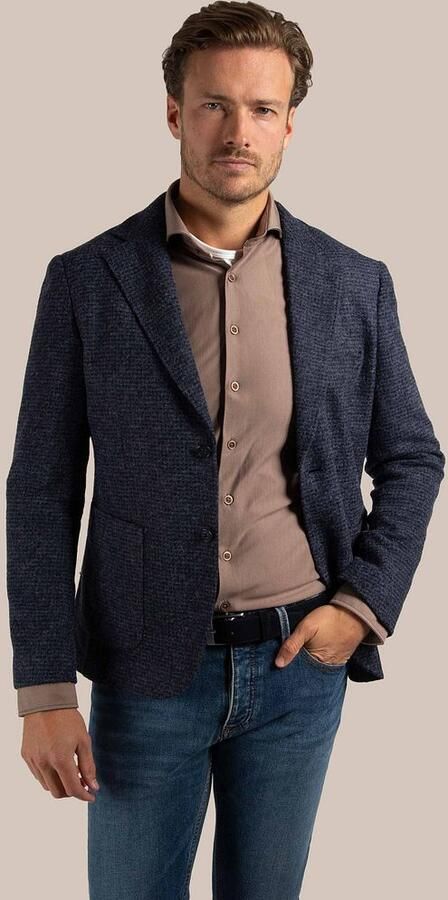 Suitable Herringbone Overhemd Taupe - Foto 5