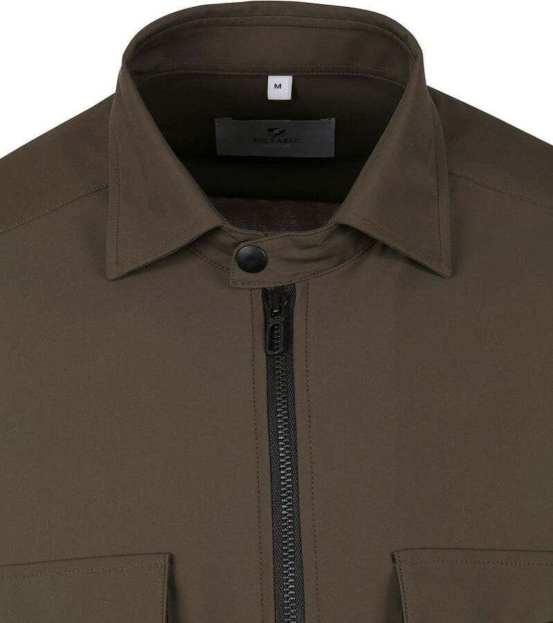 Suitable Jacket Shirt Donkergroen