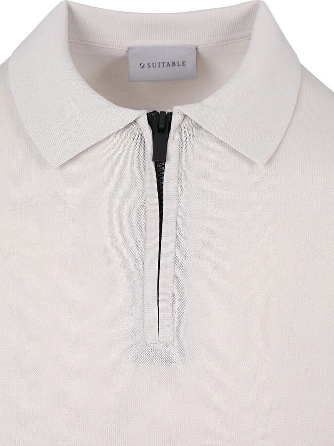 Suitable Knitted Half Zip Polo Dan Ecru
