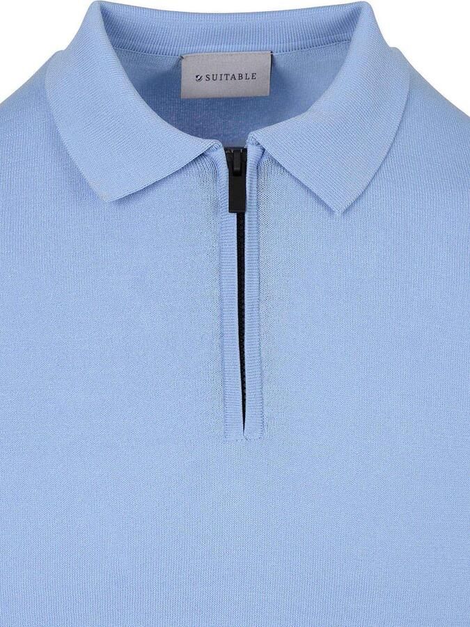 Suitable Knitted Half Zip Polo Dan Lichtblauw - Foto 2