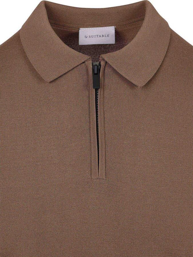 Suitable Polo Shirt Korte Mouw Knitted Half Zip Polo Dan Tabacco - Foto 3