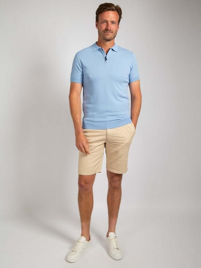 Suitable Knitted Half Zip Polo Lichtblauw - Foto 5