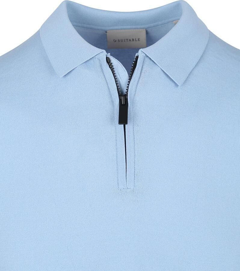 Suitable Knitted Half Zip Polo Lichtblauw - Foto 2
