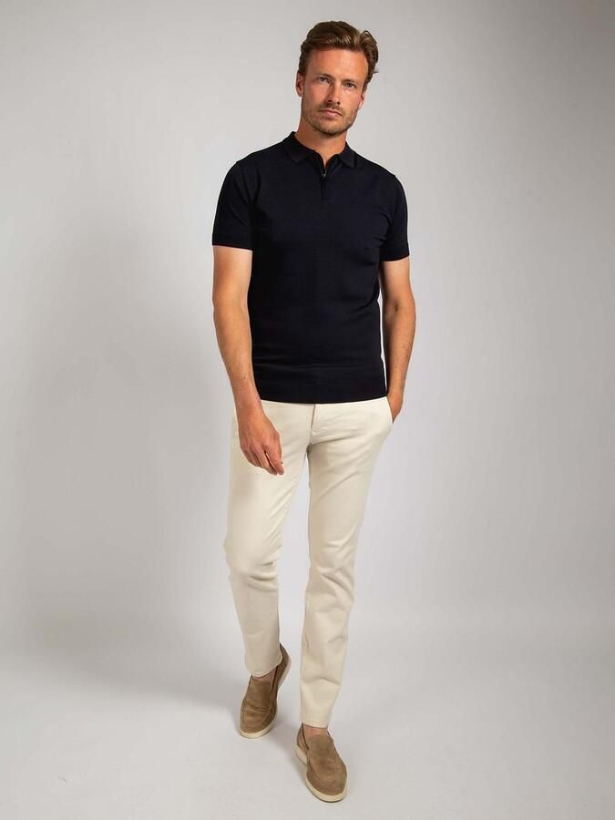 Suitable Knitted Half Zip Polo Navy