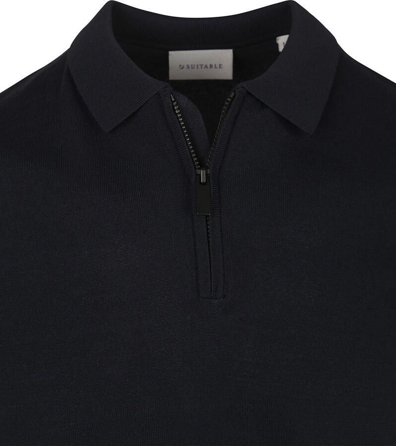 Suitable Knitted Half Zip Polo Navy - Foto 2