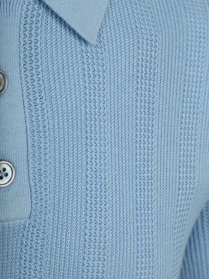 Suitable Polo Shirt Korte Mouw Knitted Jacquard Polo Lichtblauw - Foto 4