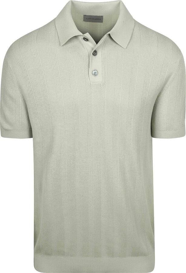 Suitable Polo Shirt Korte Mouw Knitted Jacquard Polo Lichtgroen