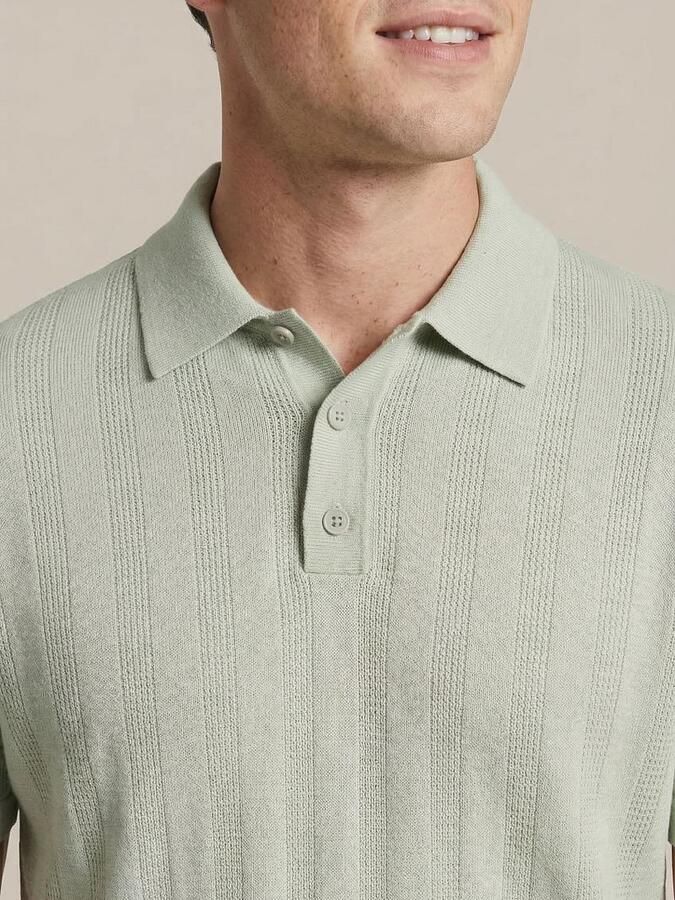 Suitable Polo Shirt Korte Mouw Knitted Jacquard Polo Lichtgroen - Foto 2