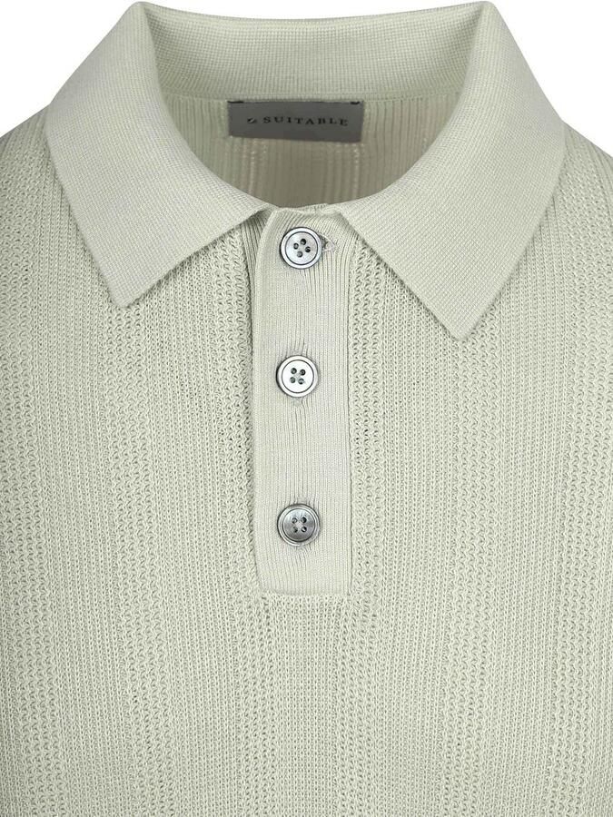 Suitable Polo Shirt Korte Mouw Knitted Jacquard Polo Lichtgroen - Foto 4