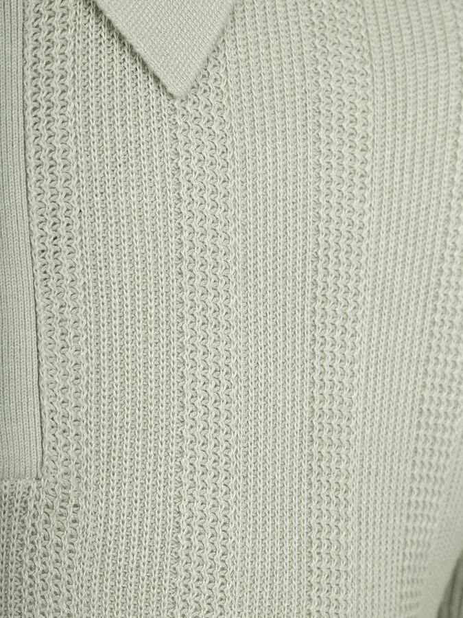 Suitable Polo Shirt Korte Mouw Knitted Jacquard Polo Lichtgroen - Foto 5