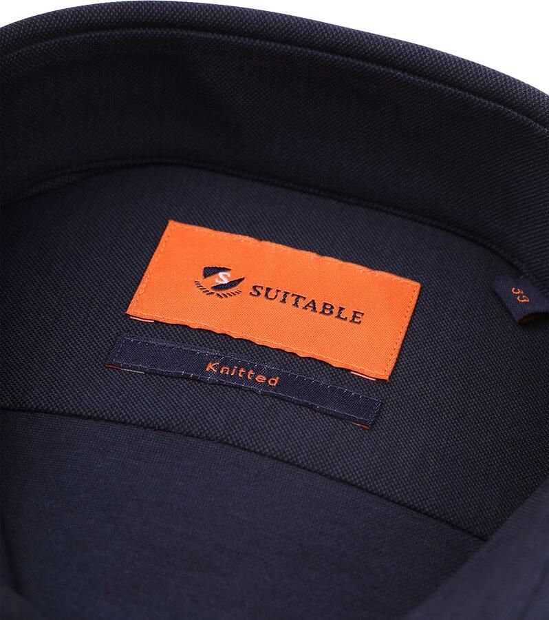 Suitable Knitted Pique Overhemd Navy - Foto 2