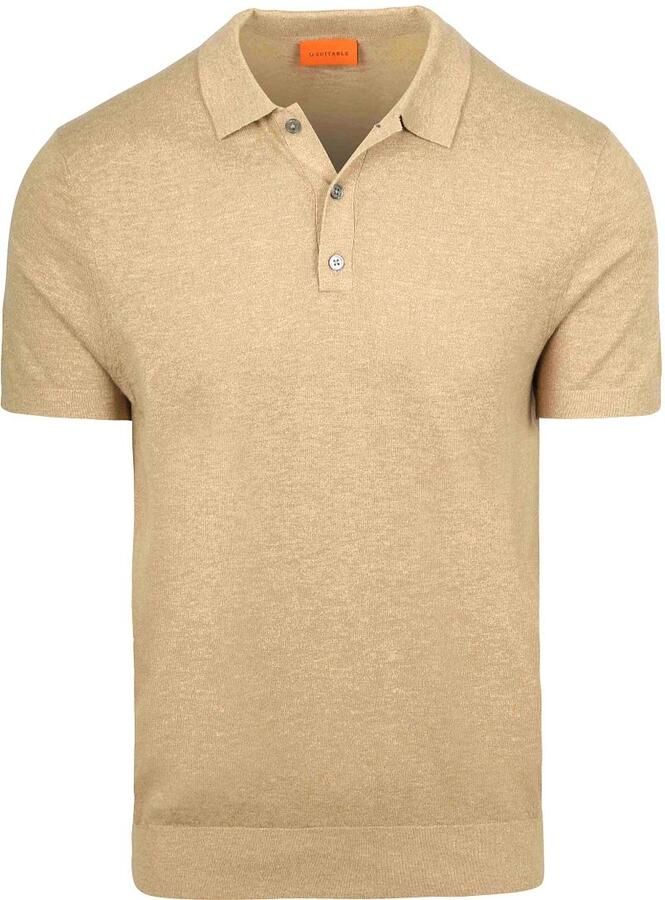 Suitable Knitted Polo Cotton Linen Beige