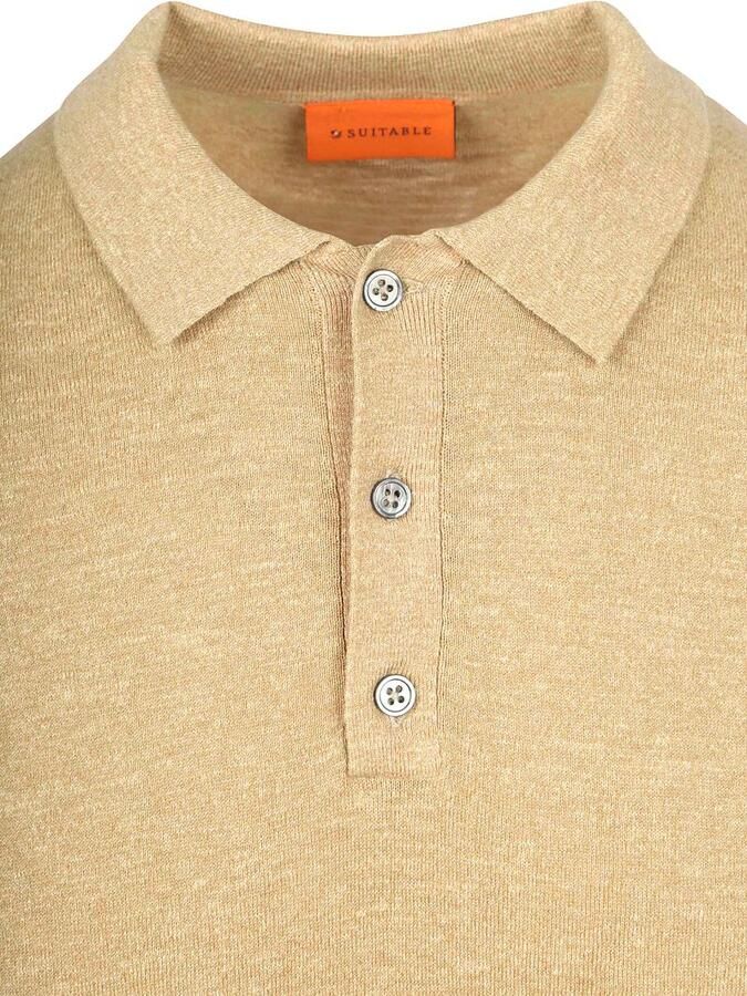 Suitable Knitted Polo Cotton Linen Beige - Foto 2