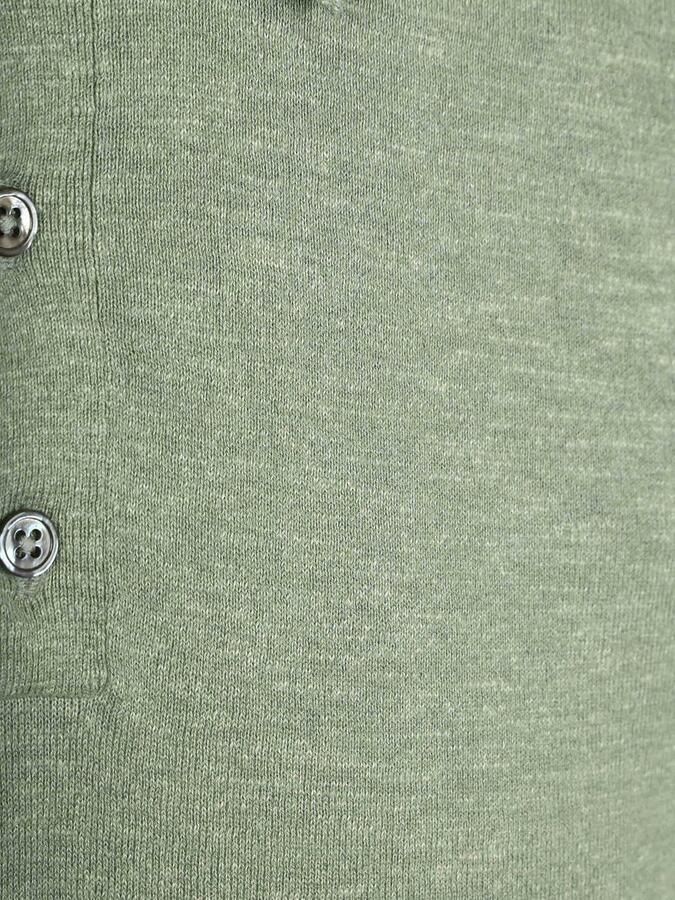 Suitable Knitted Polo Cotton Linen Groen - Foto 3