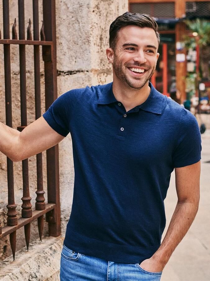 Suitable Knitted Polo Cotton Linen Navy - Foto 3
