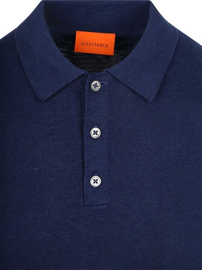 Suitable Knitted Polo Cotton Linen Navy - Foto 5