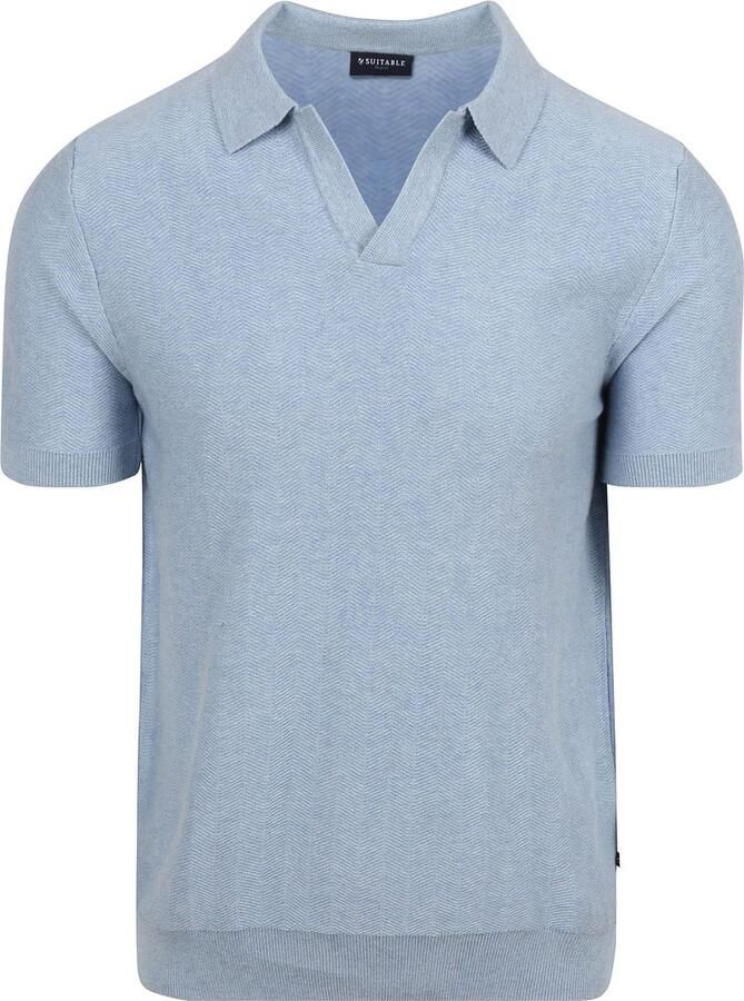 Suitable T-shirt Knitted Polo Riva Harring Lichtblauw