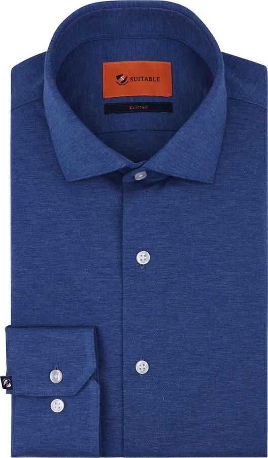 Suitable Overhemd Lange Mouw Knitted Royal Blauw