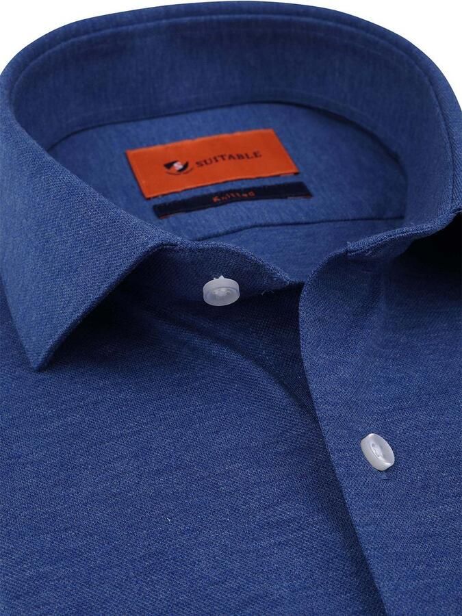 Suitable Overhemd Lange Mouw Knitted Royal Blauw - Foto 2