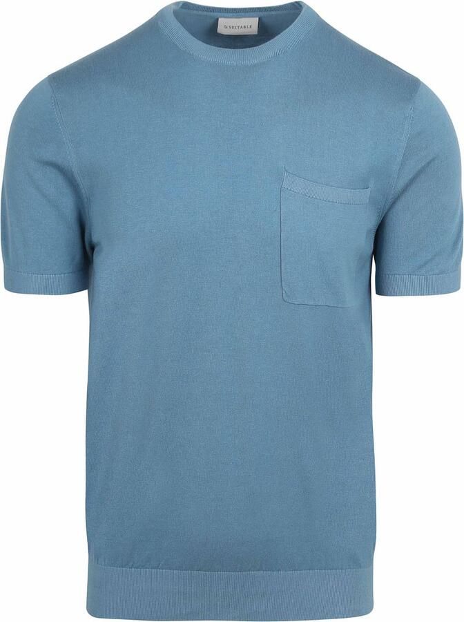Suitable T-shirt Knitted T-shirt Pocket Compact Blauw
