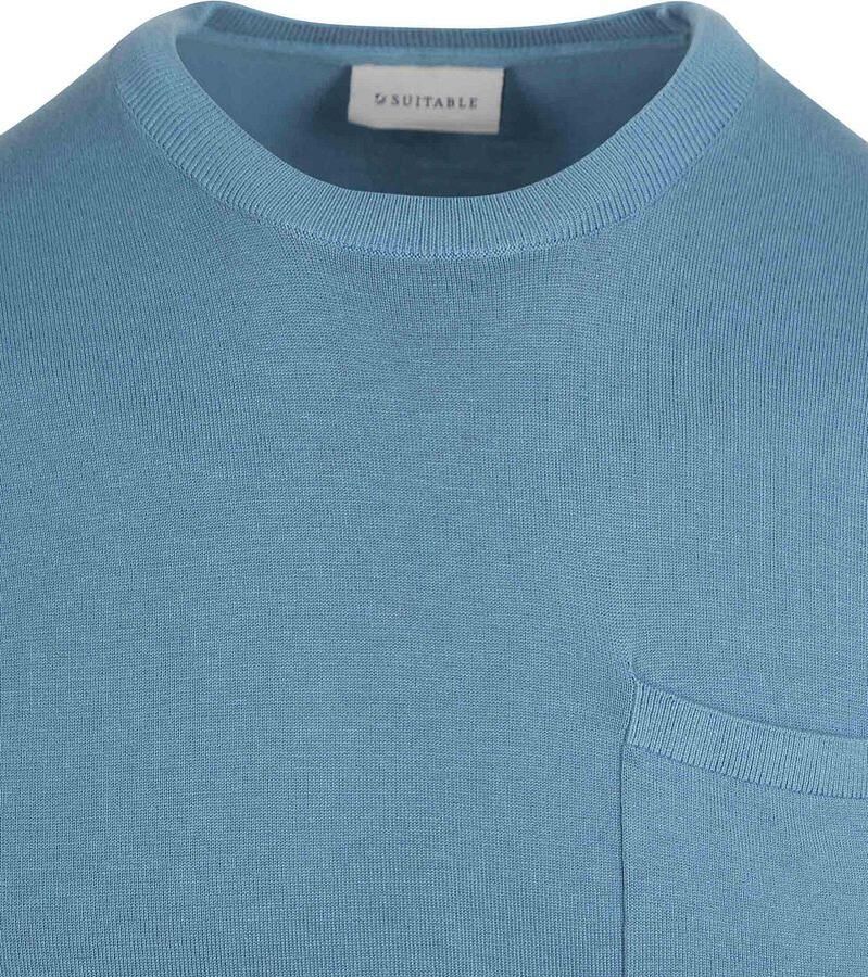 Suitable T-shirt Knitted T-shirt Pocket Compact Blauw - Foto 2