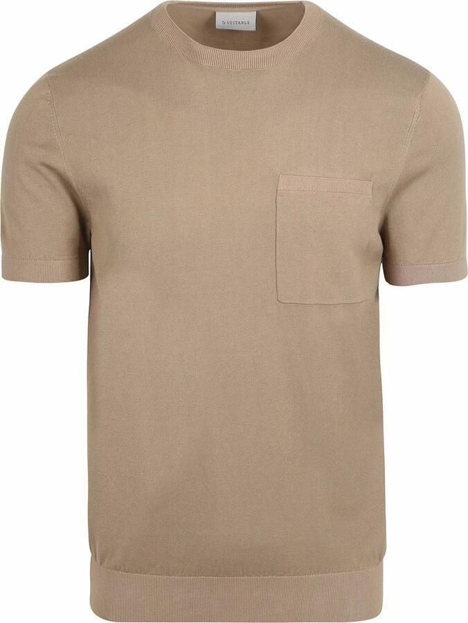 Suitable Knitted T-shirt Pocket Compact Camel