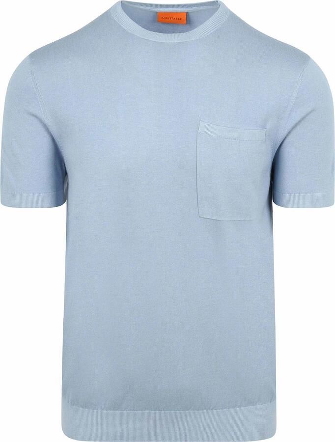 Suitable Knitted T-shirt Pocket Compact Lichtblauw