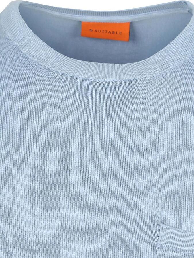 Suitable Knitted T-shirt Pocket Compact Lichtblauw - Foto 2