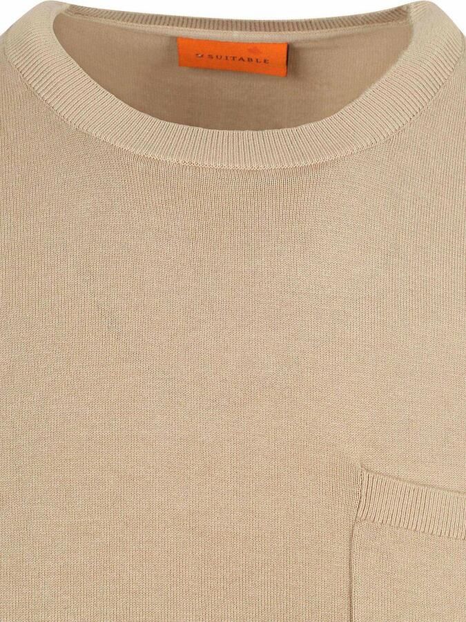 Suitable Knitted T-shirt Pocket Compact Taupe - Foto 2