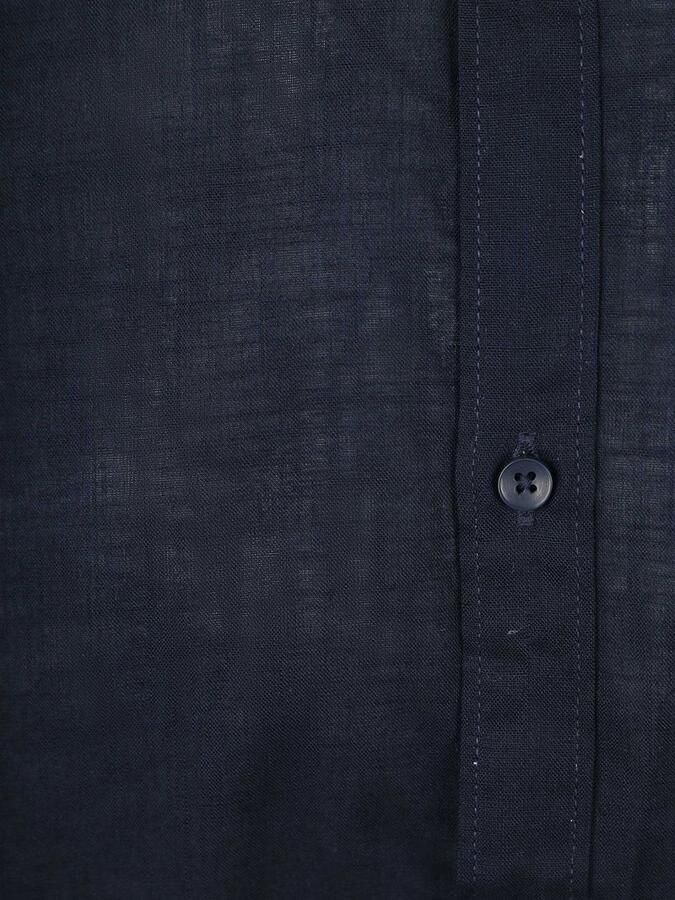 Suitable Korte Mouwen Overhemd Cotton Slub Navy - Foto 2