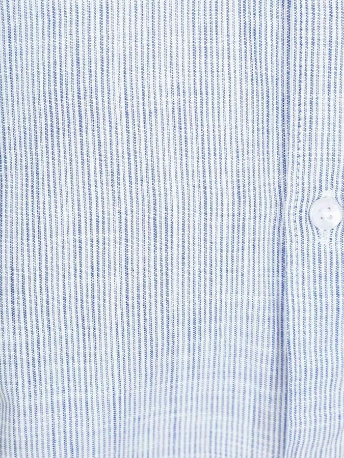 Suitable Korte Mouwen Overhemd Cotton Slub Streep Blauw - Foto 2
