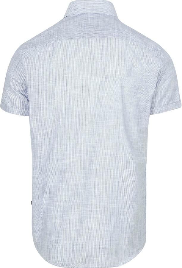 Suitable Korte Mouwen Overhemd Cotton Slub Streep Blauw - Foto 3