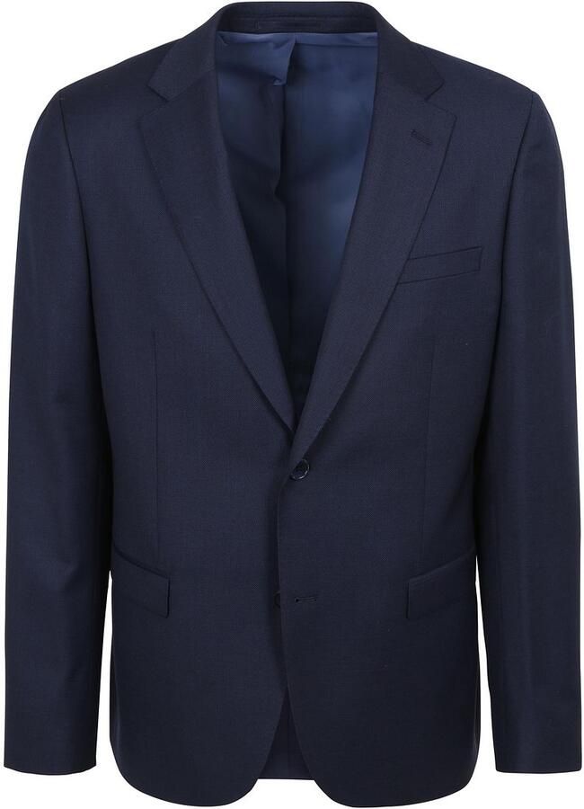 Suitable Kostuum Birds Eye Wol Donkerblauw