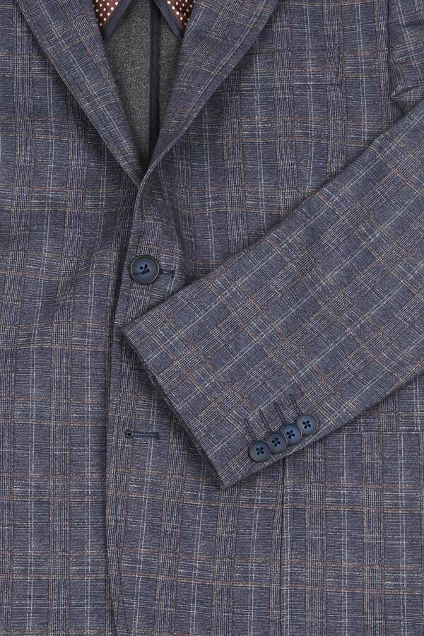 Suitable Kostuum Jersey Grijs Blauw Ruit - Foto 3
